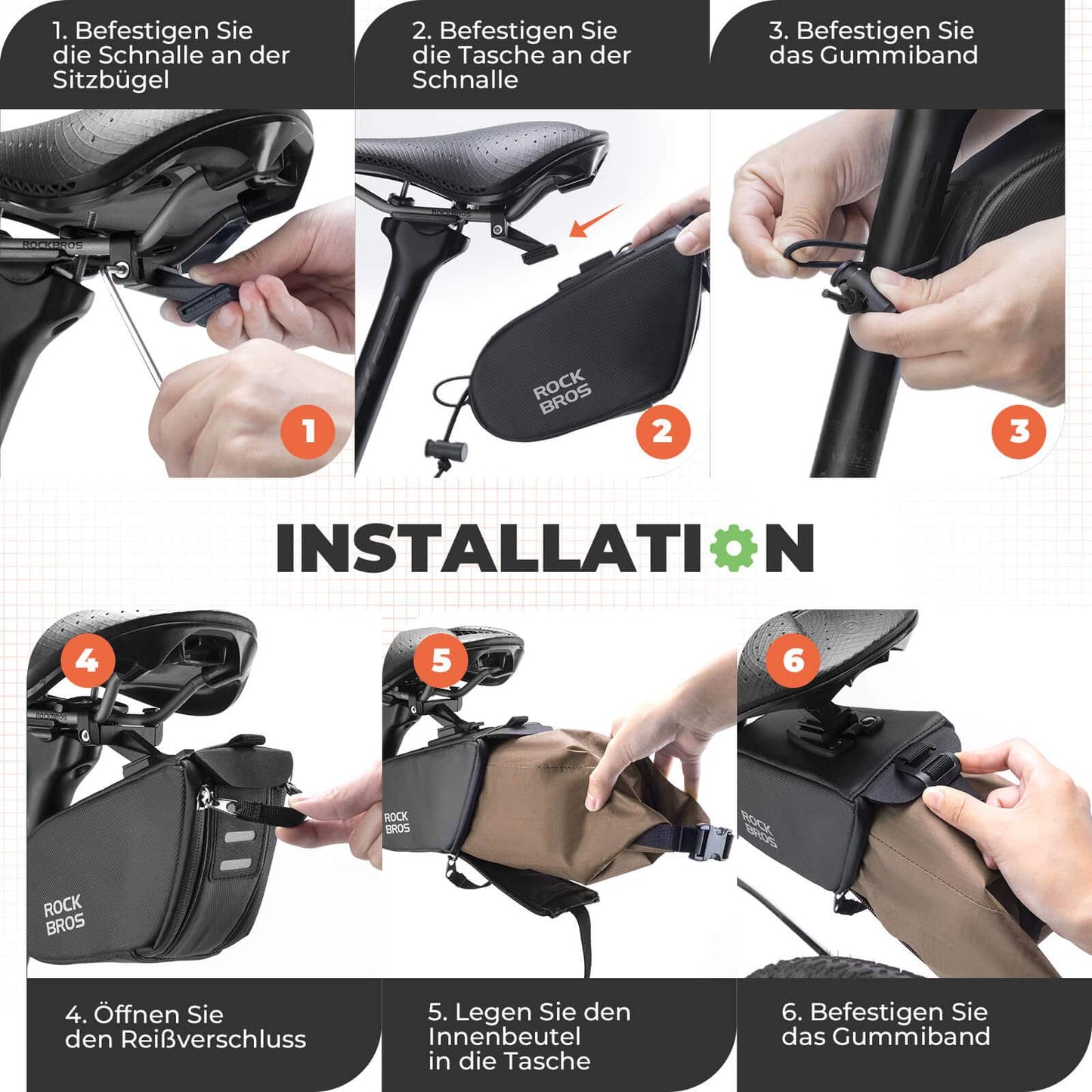 Satteltasche Wasserdichte Fahrradtasche Erweiterbar mit Innentasche ROCKBROS