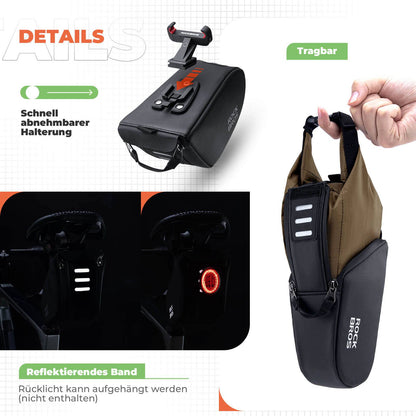 Satteltasche Wasserdichte Fahrradtasche Erweiterbar mit Innentasche ROCKBROS