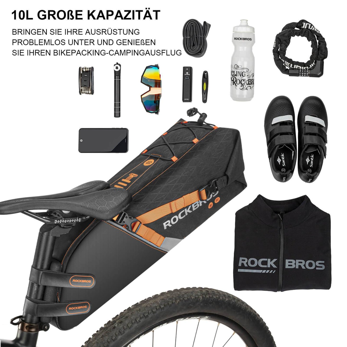 Satteltasche wasserdichte Fahrradtasche für MTB Rennrad10L ROCKBROS