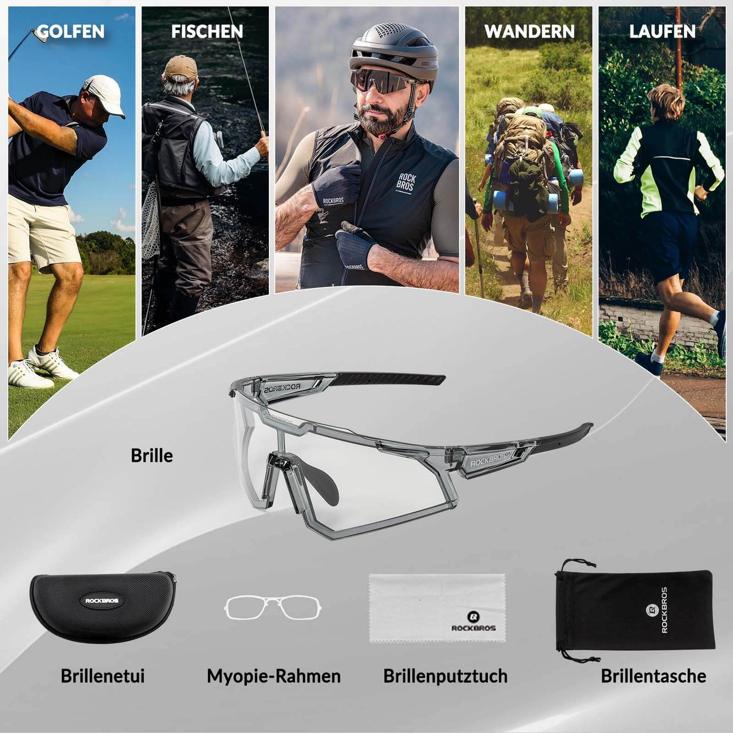 Sonnenbrille Fahrradbrille Selbsttönend Outdoor UV400 Schutz ROCKBROS