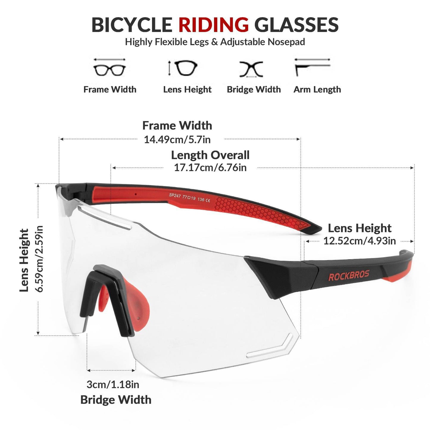 Sonnenbrille UV400 Schutz Radsportbrille für Damen/ Herren ROCKBROS