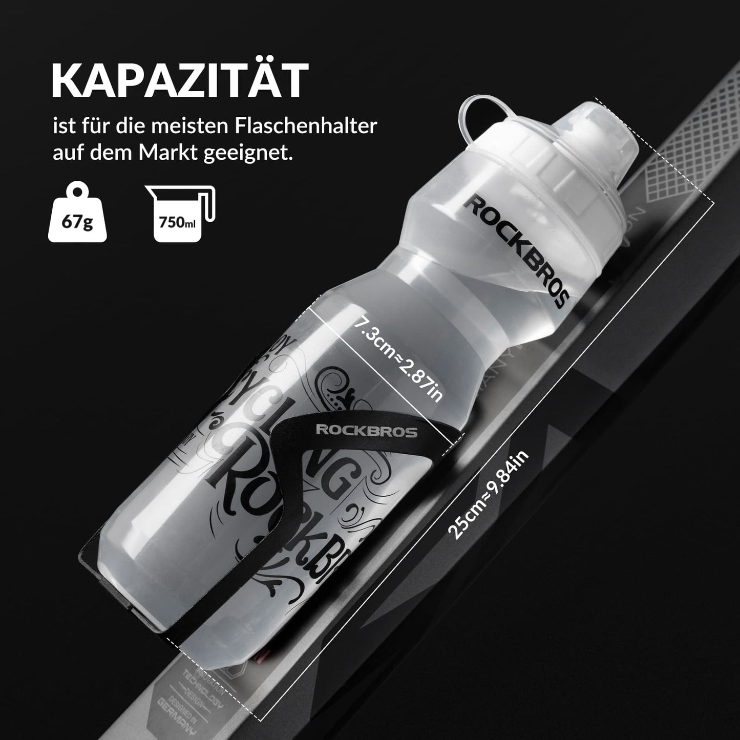 Sport Trinkflasche 750ml Fahrrad Wasserflasche BPA-Frei ROCKBROS