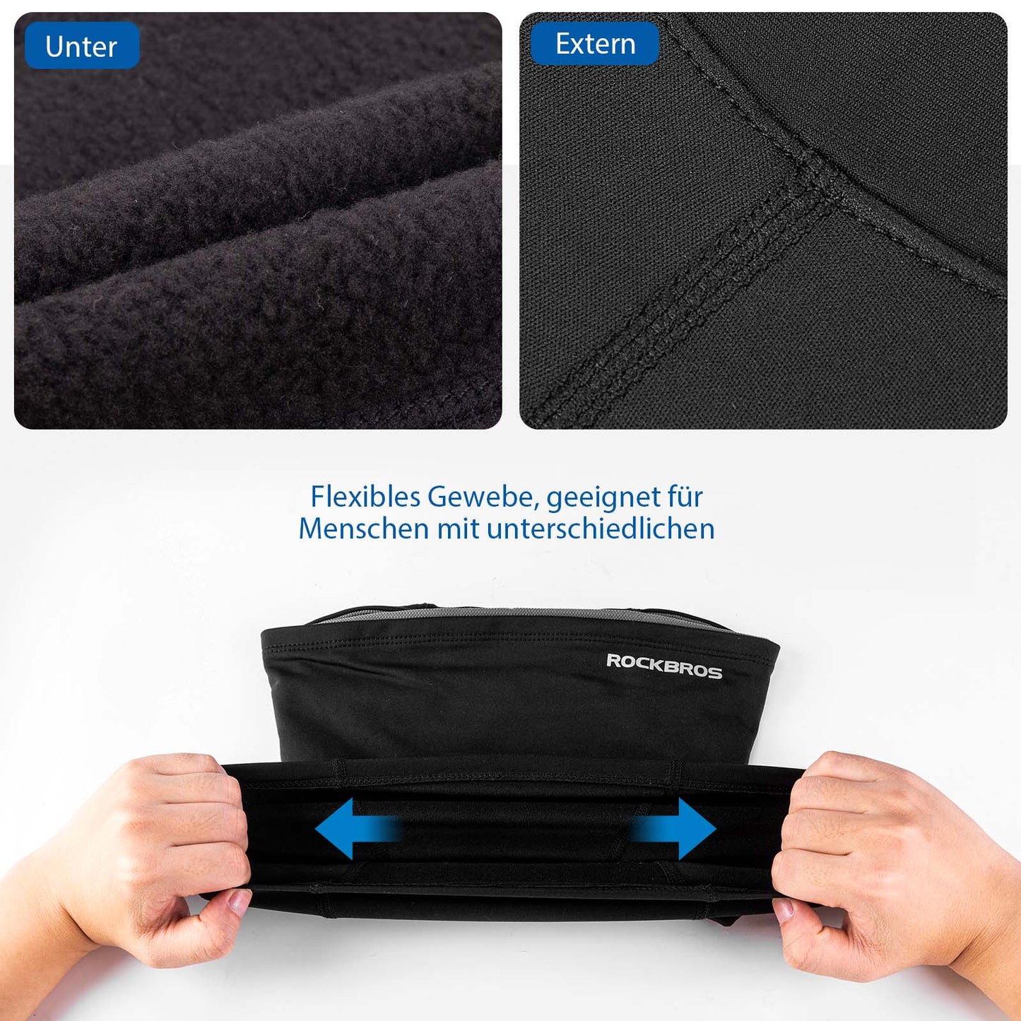 Sturmhaube winddichte Unterhelmmütze aus warmem Fleece Schwarz ROCKBROS