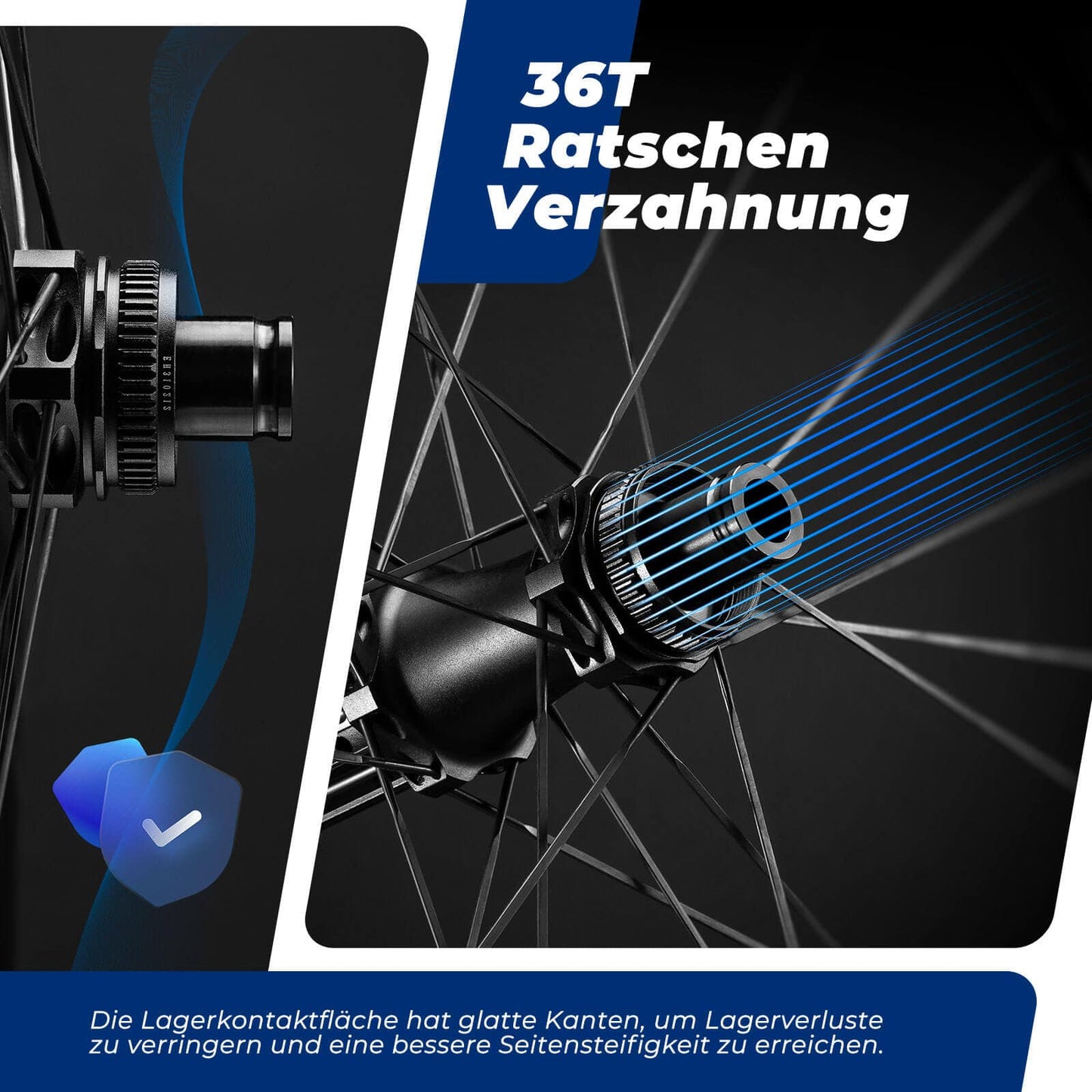 T700 Carbon Laufradsatz 28‘‘ 50mm Scheibenbremse Steckachse Laufrad Set für Rennrad und SHIMANO 8-12 Fach 24 Speichen 36T-Stahllager ROCKBROS