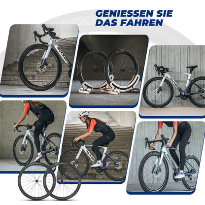 T700 Carbon Laufradsatz 28‘‘ 50mm Scheibenbremse Steckachse Laufrad Set für Rennrad und SHIMANO 8-12 Fach 24 Speichen 36T-Stahllager ROCKBROS