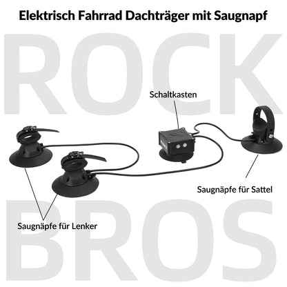 Tragbar Fahrradträger elektrisch Fahrrad Dachträger mit Saugnapf ROCKBROS