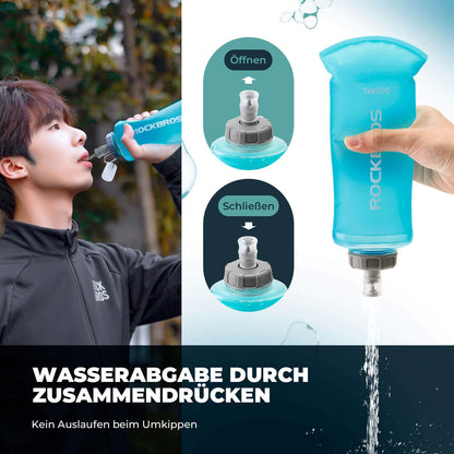 Trinkflasche Faltbare Wasserflasche 500ml für Laufen Wandern Radfahren ROCKBROS