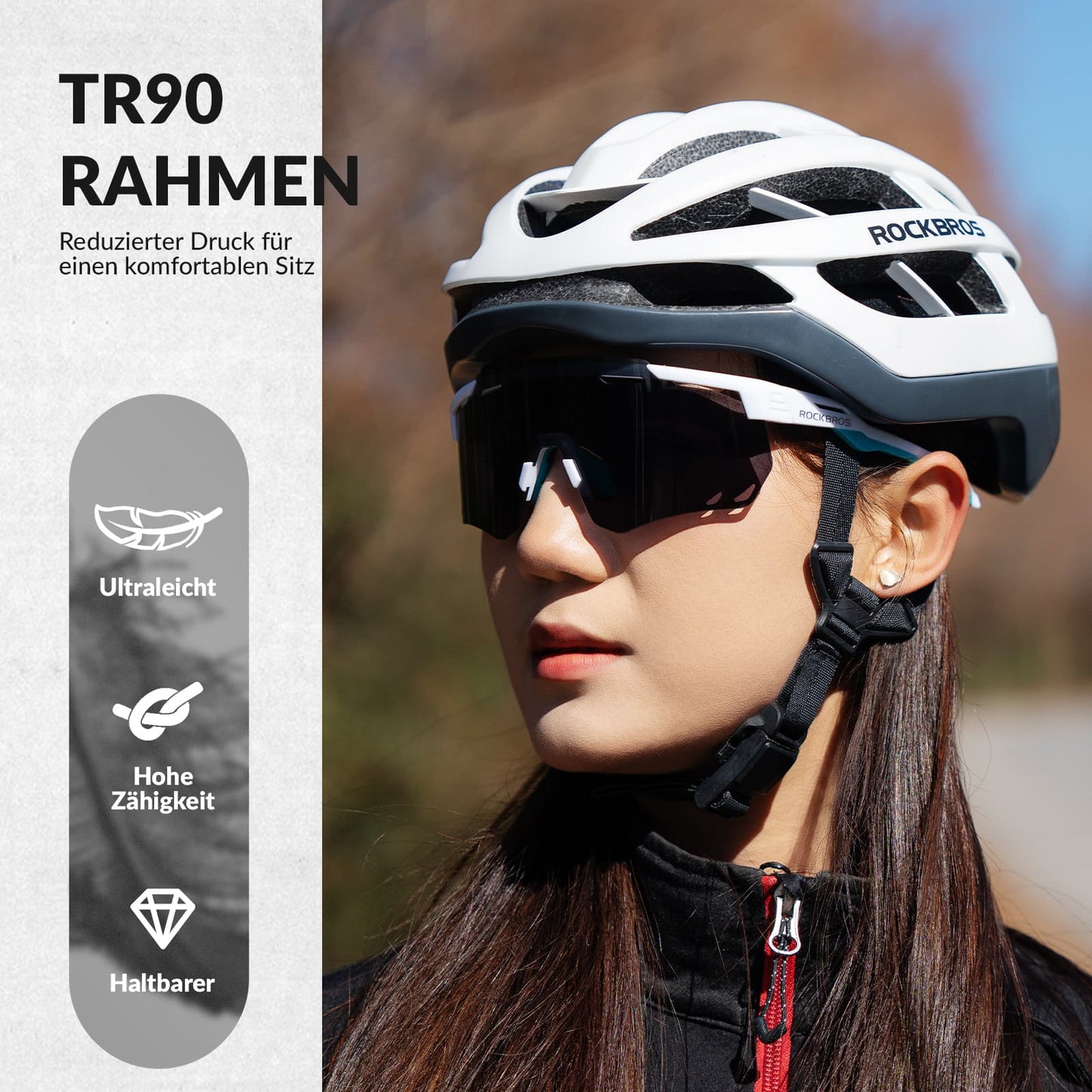 Ultraleicht Fahrradbrille Selbsttönende Sonnenbrille mit UV400-Schutz ROCKBROS