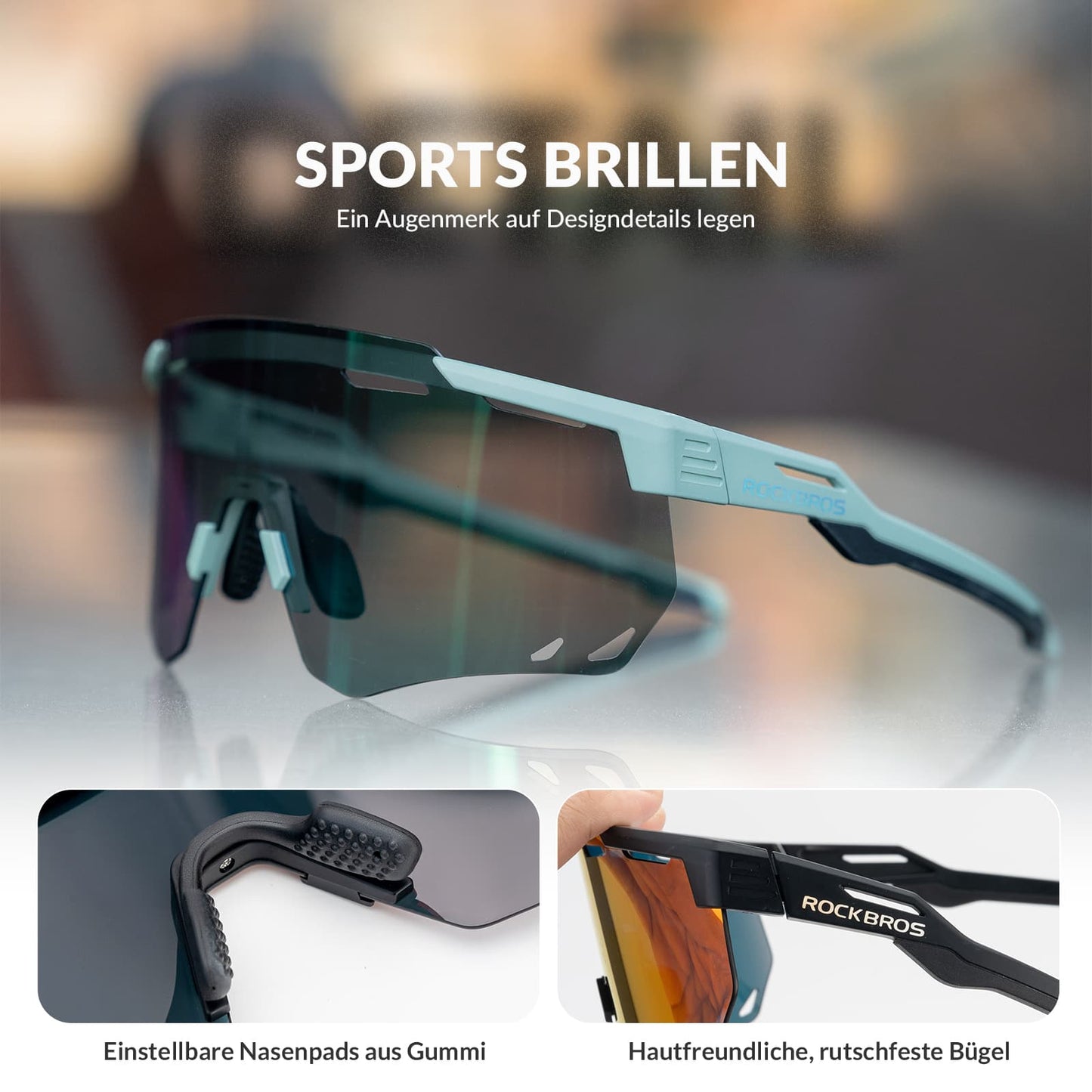 Ultraleicht Fahrradbrille Selbsttönende Sonnenbrille mit UV400-Schutz ROCKBROS