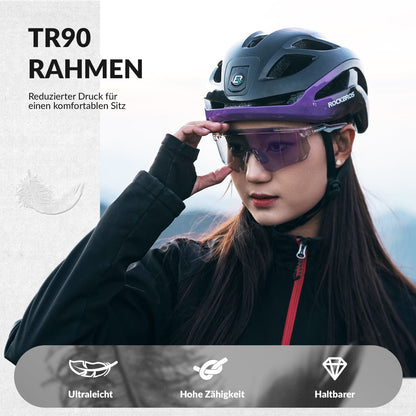Ultraleicht Fahrradbrille Selbsttönende Sonnenbrille mit UV400-Schutz ROCKBROS