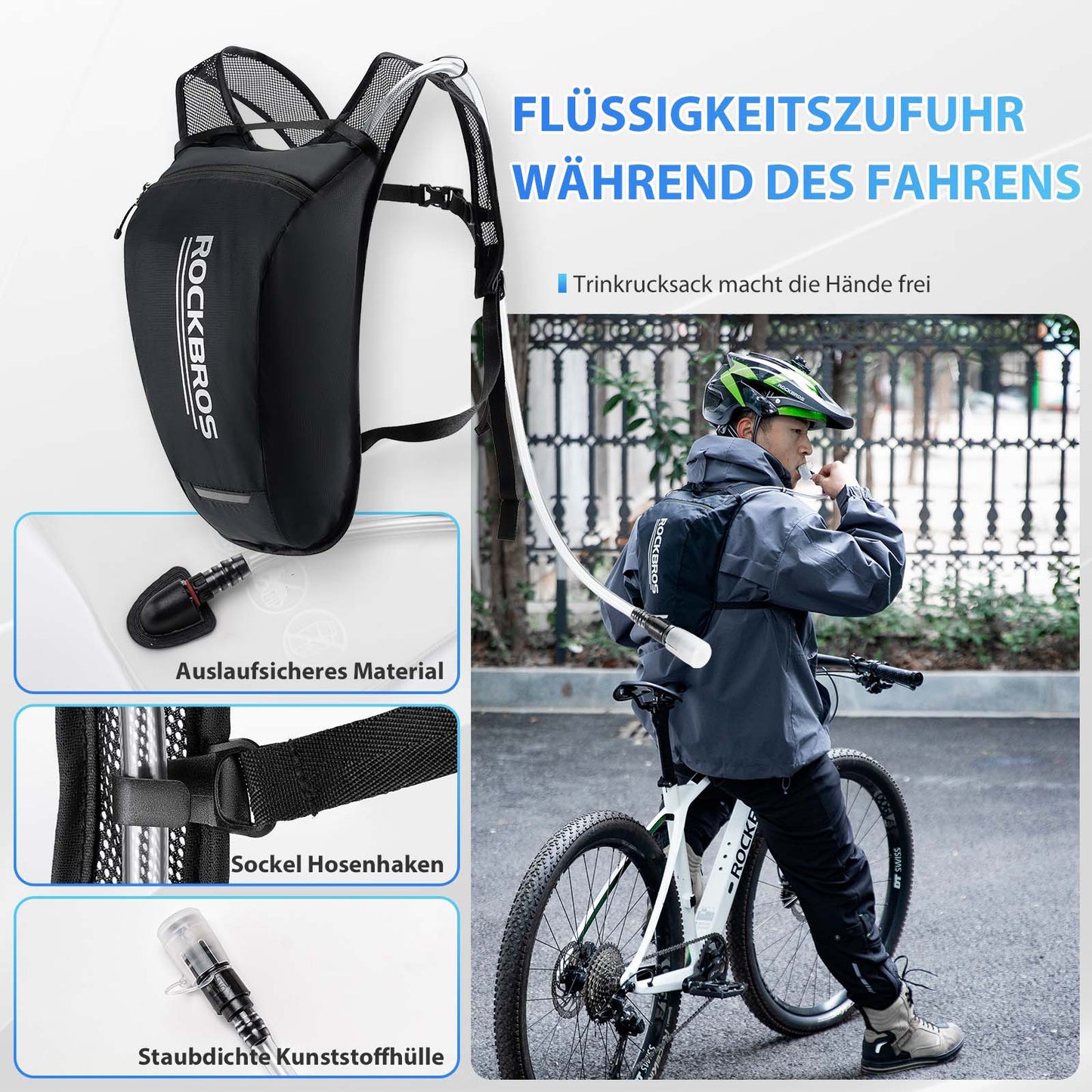 Ultraleicht Trinkblase Rucksack Fahrradrucksack mit Trinksystem 2L ROCKBROS