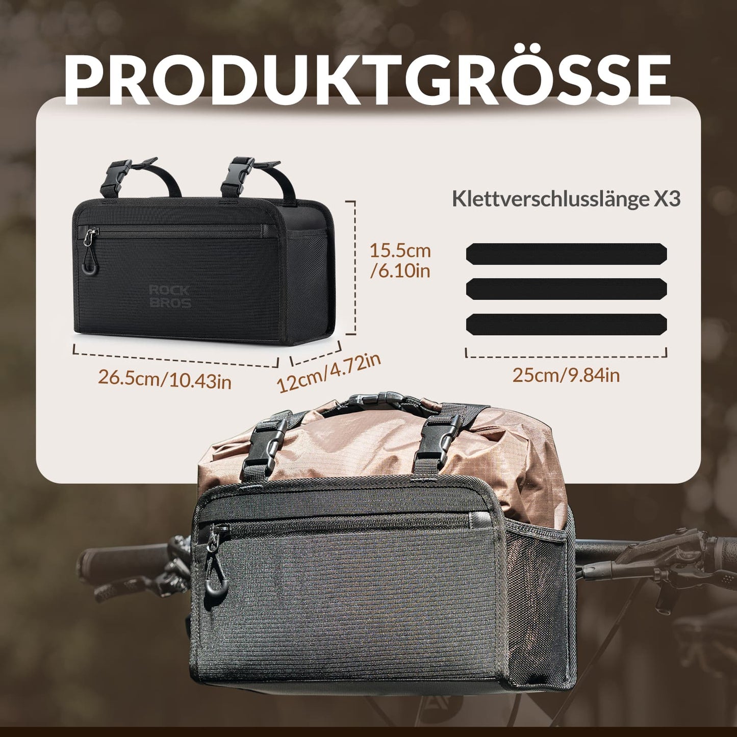 Wasserdicht Lenkertasche Abnehmbar Fahrradkorb ca.5,5L ROCKBROS
