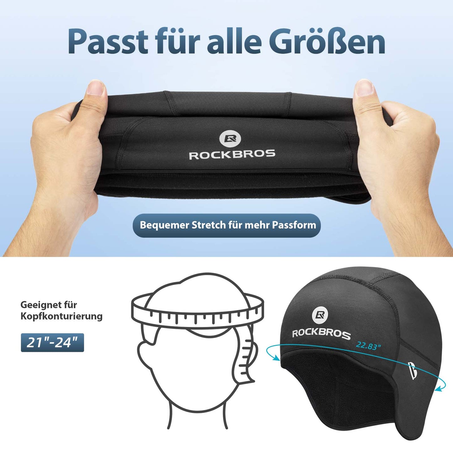 Winter Fahrrad Mütze Winddicht Helmmütze mit Brillenlöcher ROCKBROS