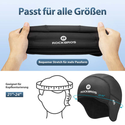 Winter Fahrrad Mütze Winddicht Helmmütze mit Brillenlöcher ROCKBROS