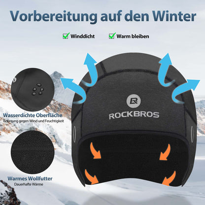 Winter Fahrrad Mütze Winddicht Helmmütze mit Brillenlöcher ROCKBROS