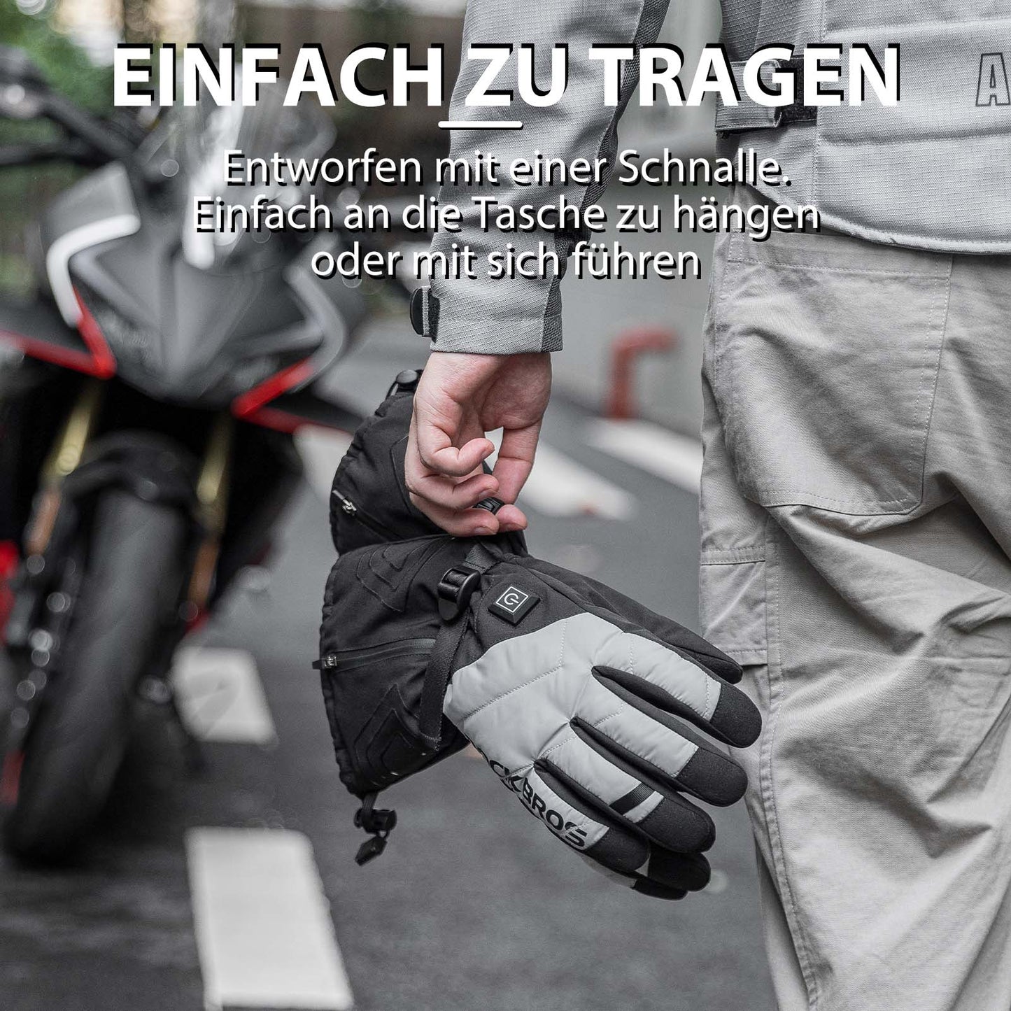 Winter Handschuhe Beheizbare Fahrradhandschuhe mit Batterie M-XL ROCKBROS