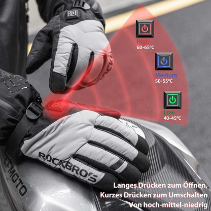 Winter Handschuhe Beheizbare Fahrradhandschuhe mit Batterie M-XL ROCKBROS