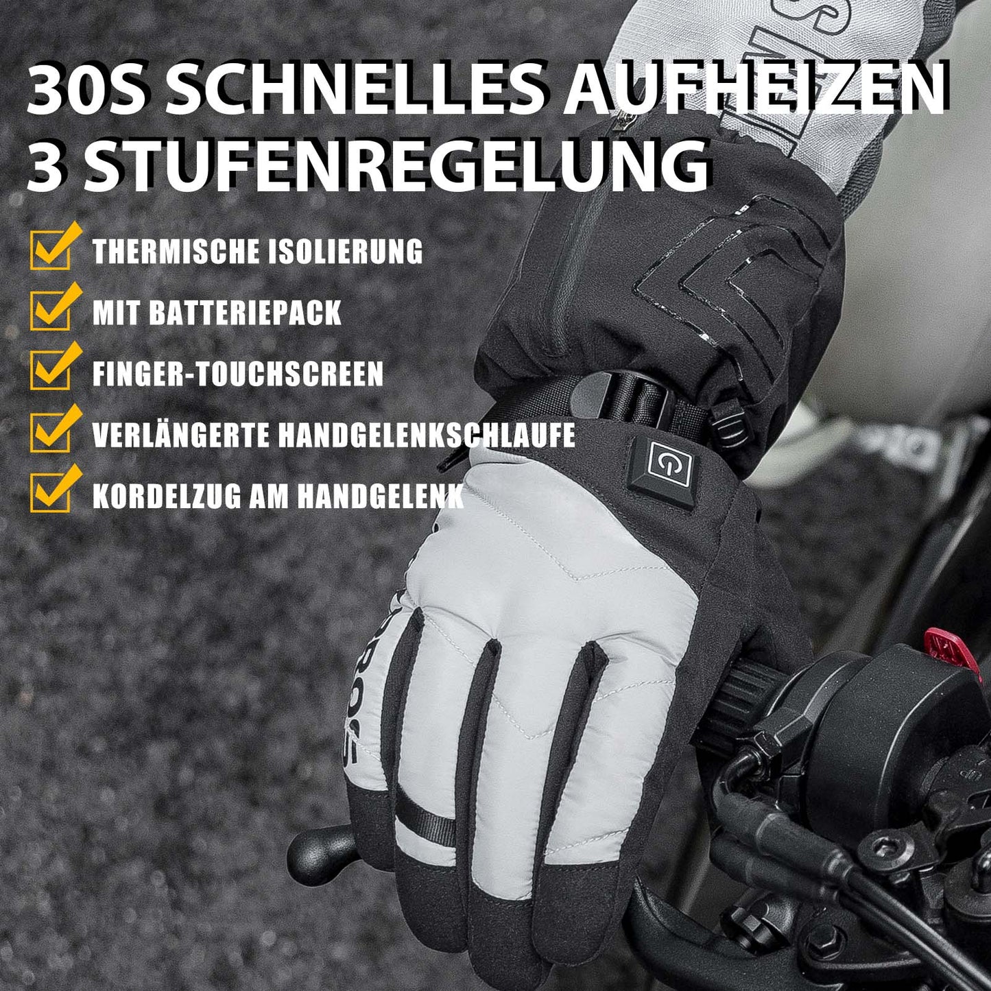 Winter Handschuhe Beheizbare Fahrradhandschuhe mit Batterie M-XL ROCKBROS