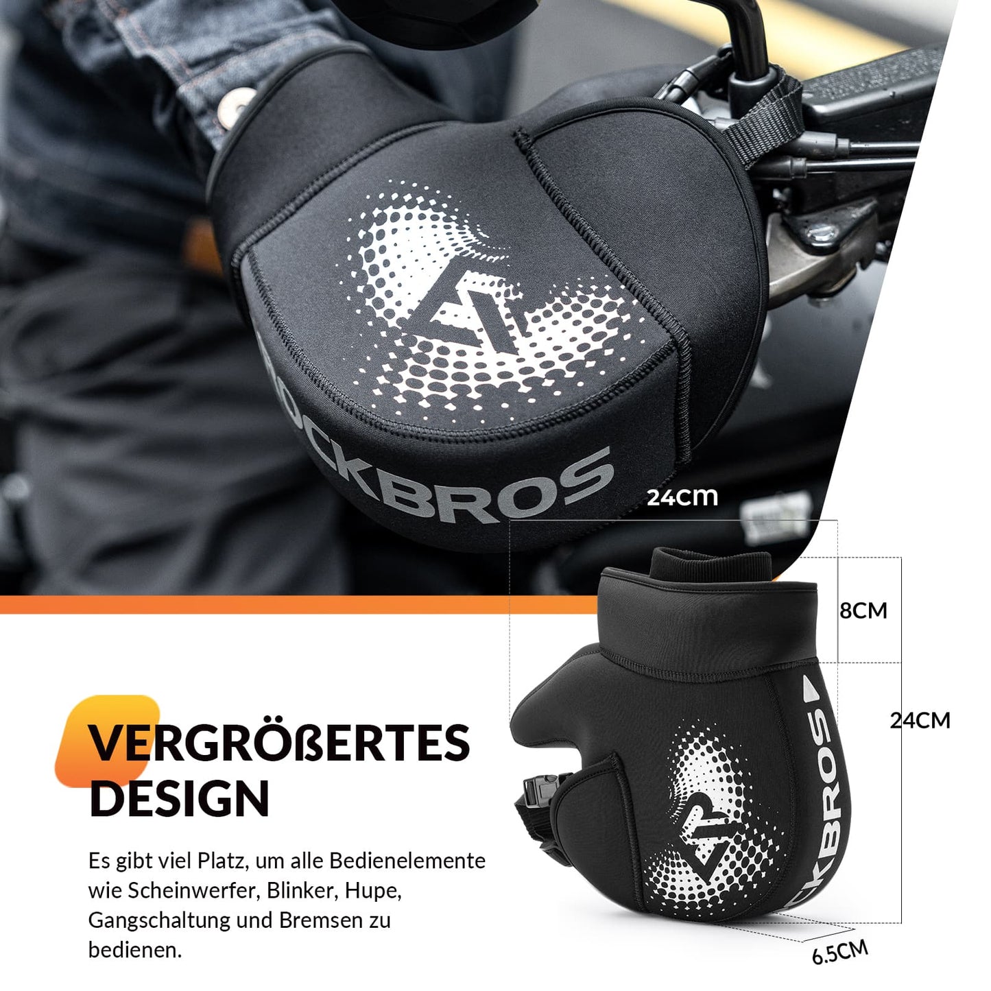 Winter Lenkerstulpen Winddicht Motorrad Handschuhe Schwarz ROCKBROS