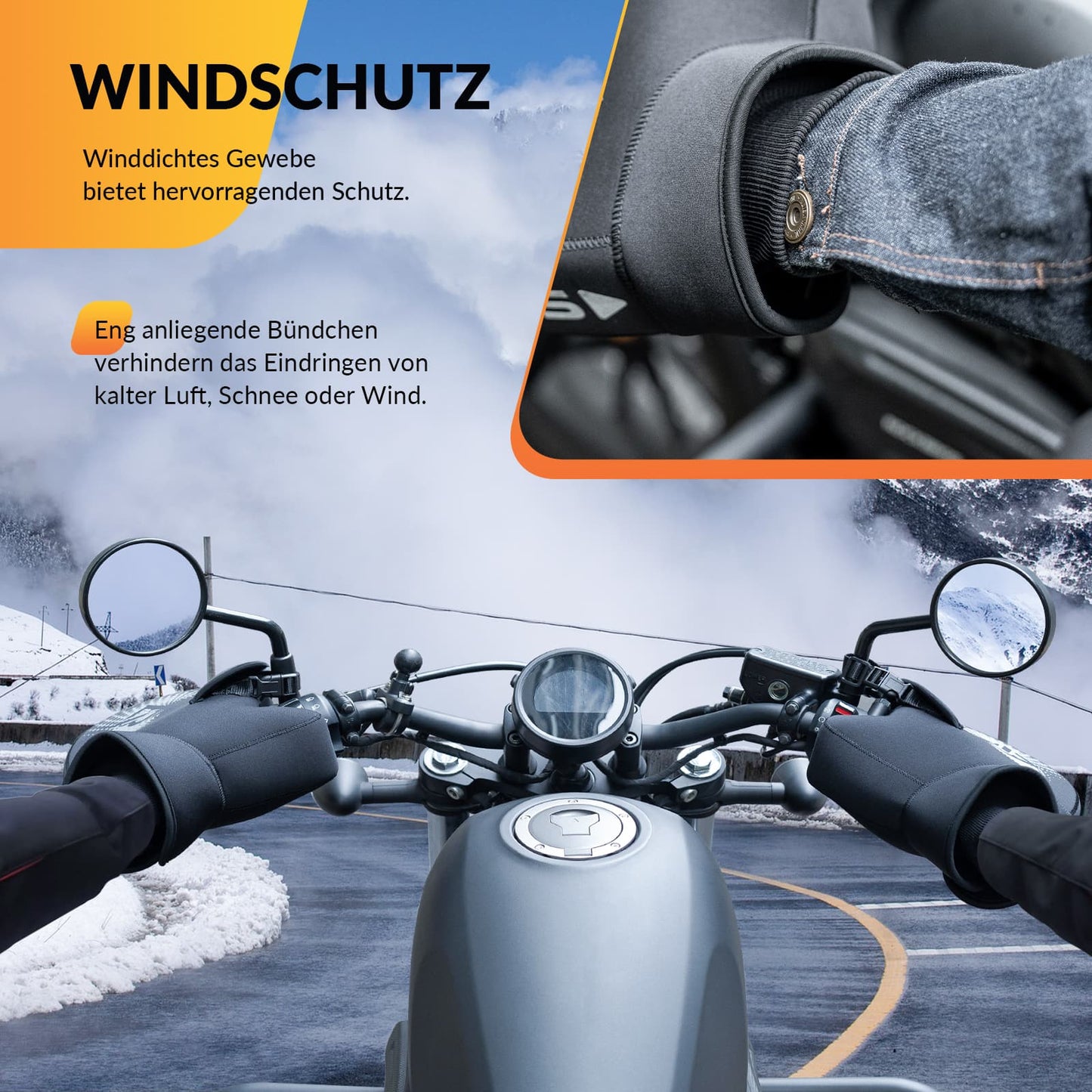 Winter Lenkerstulpen Winddicht Motorrad Handschuhe Schwarz ROCKBROS
