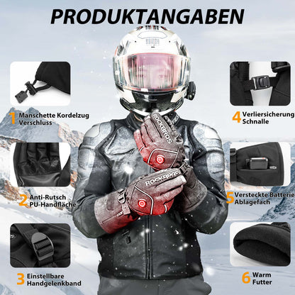 Winter Skihandschuhe Wiederaufladbare Beheizte Handschuhe Schwarz ROCKBROS