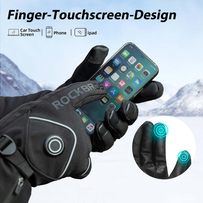 Winter Skihandschuhe Wiederaufladbare Beheizte Handschuhe Schwarz ROCKBROS