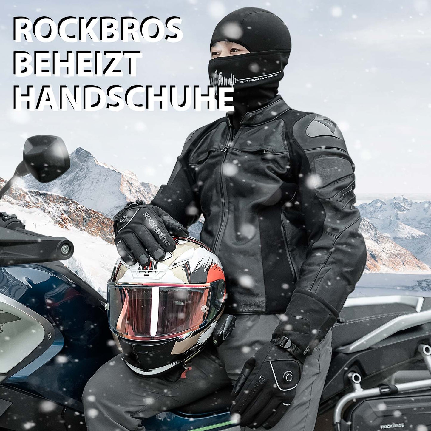 Winter Skihandschuhe Wiederaufladbare Beheizte Handschuhe Schwarz ROCKBROS
