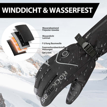 Winter Skihandschuhe Wiederaufladbare Beheizte Handschuhe Schwarz ROCKBROS