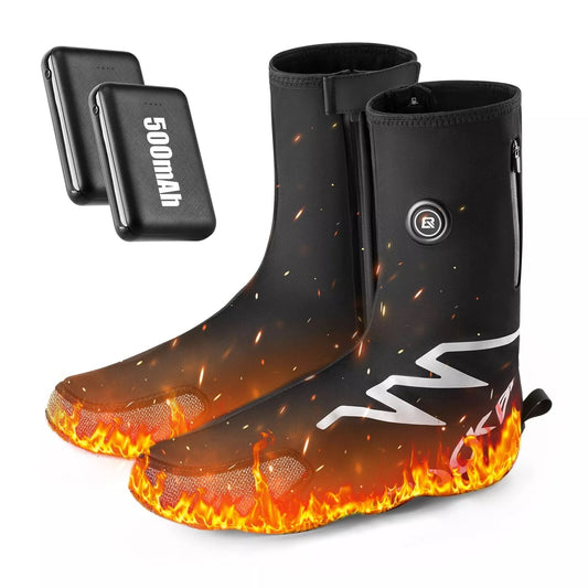 ROCKBROS Beheizte Überschuhe Winter Warme mit 5000mAh Batterie Winterschuhüberzüge Thermischer Schuhüberzug Wasserbeständig Winddicht Fahrrad Überzieher für Frauen/Männer