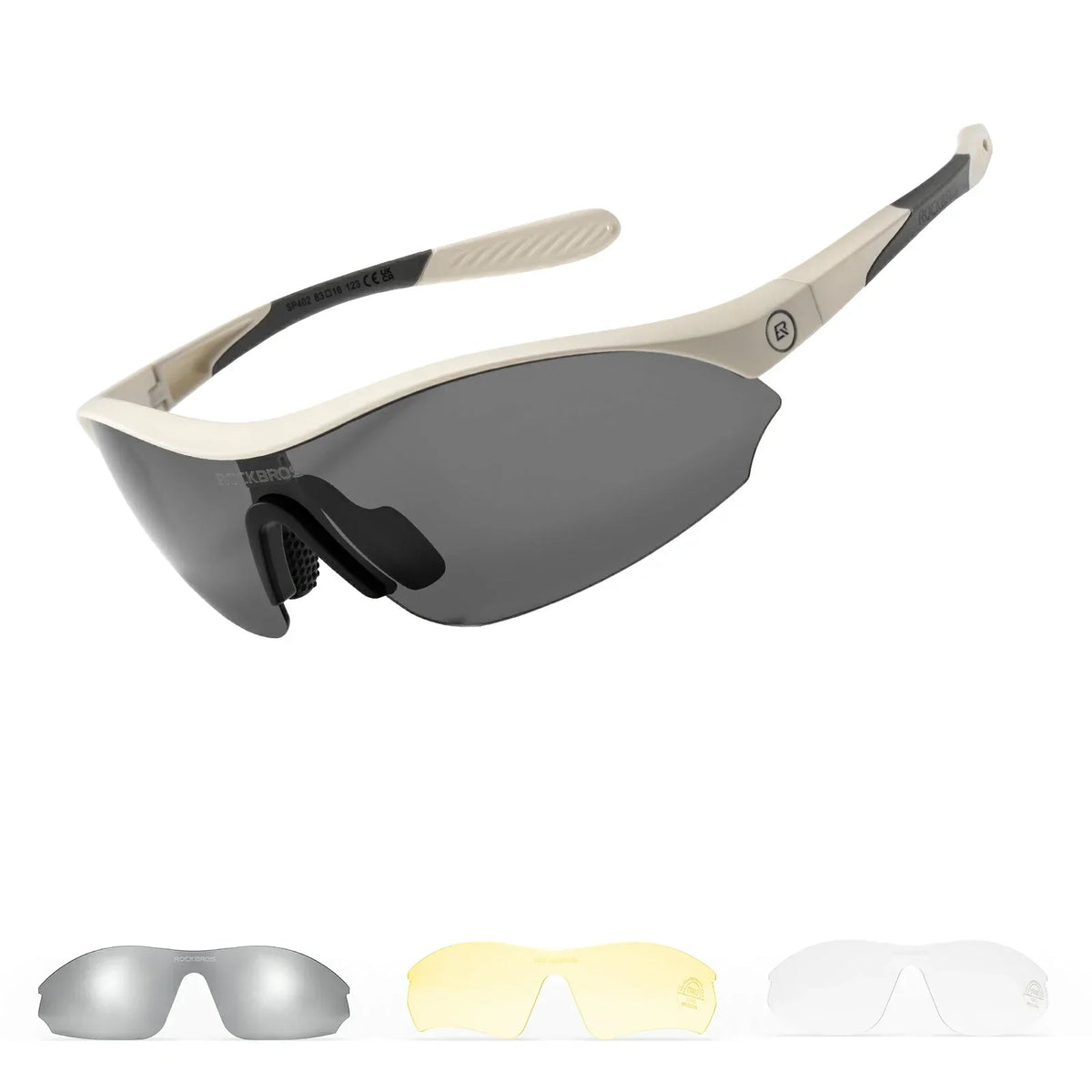 ROCKBROS Sport-Radfahrsonnenbrille mit 3 austauschbaren UV400-Gläsern