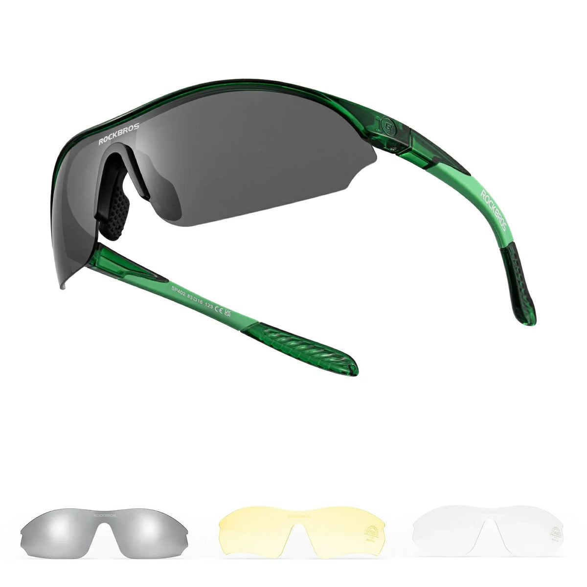 ROCKBROS Sport-Radfahrsonnenbrille mit 3 austauschbaren UV400-Gläsern