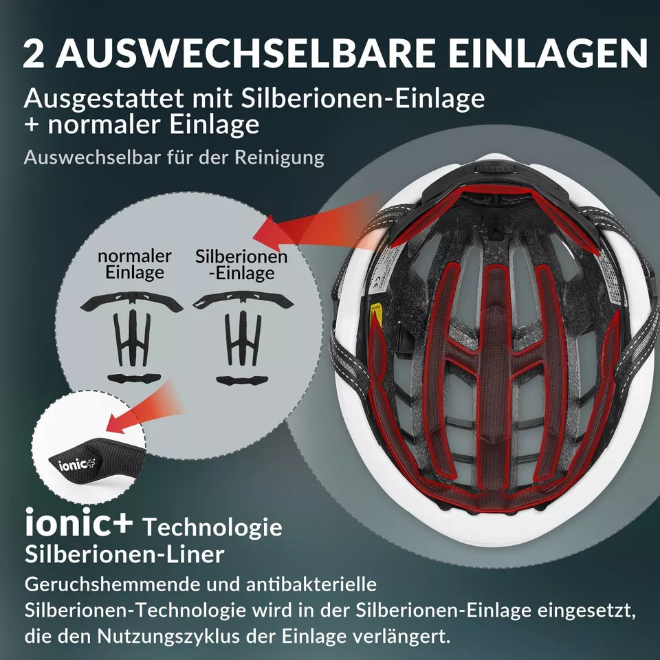 fahrradhelm einlagen ROCKBROS Fahrradhelm Rennrad PC + EPS 54-58 cm Bike Helm Damen Herren – futurebikeshop.de