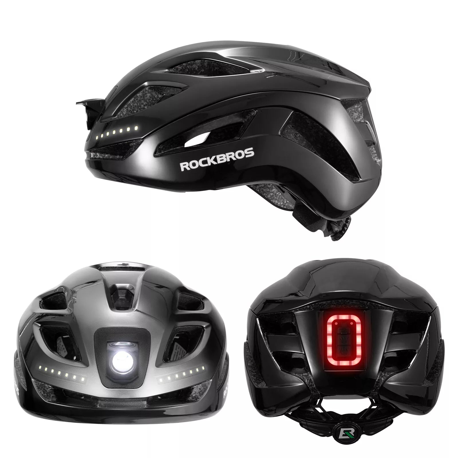 ROCKBROS Fahrradhelm Bike-Helm mit Sicherheits-Warnlicht Schutzhelm 57 –