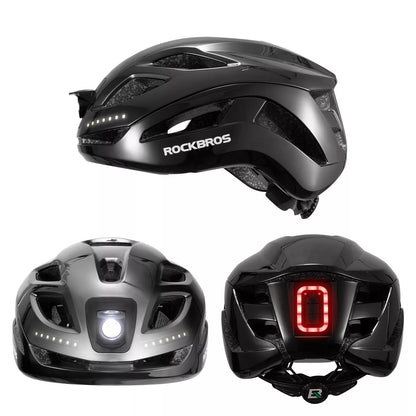 ROCKBROS Fahrradhelm Bike-Helm mit Sicherheits-Warnlicht Schutzhelm 57-61 cm CE