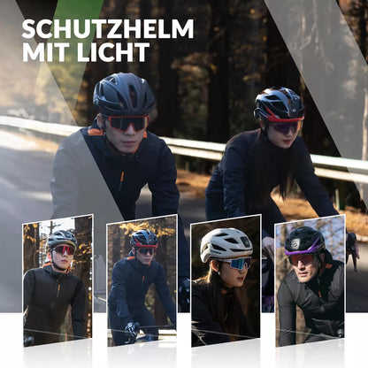 ROCKBROS Fahrradhelm Bike-Helm mit Sicherheits-Warnlicht Schutzhelm 57-61 cm CE