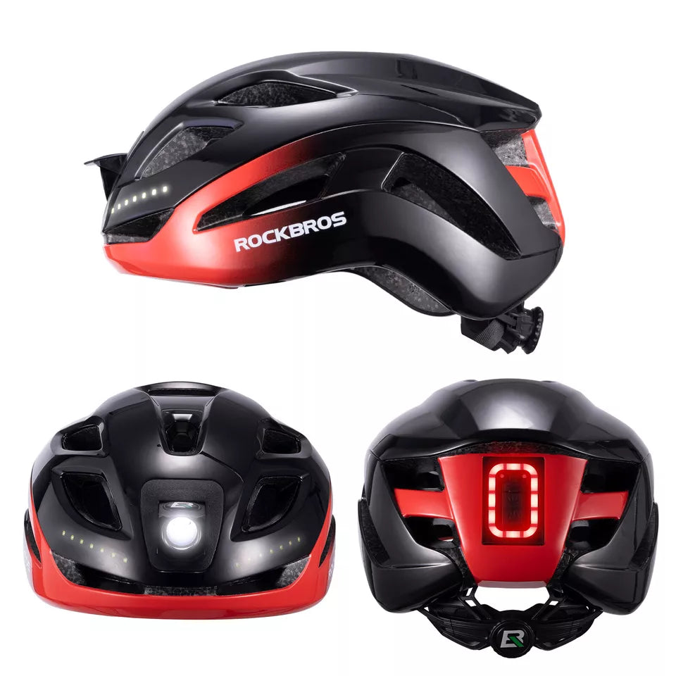 ROCKBROS Fahrradhelm Bike-Helm mit Sicherheits-Warnlicht Schutzhelm 57-61 cm CE