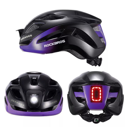 ROCKBROS Fahrradhelm Bike-Helm mit Sicherheits-Warnlicht Schutzhelm 57-61 cm CE