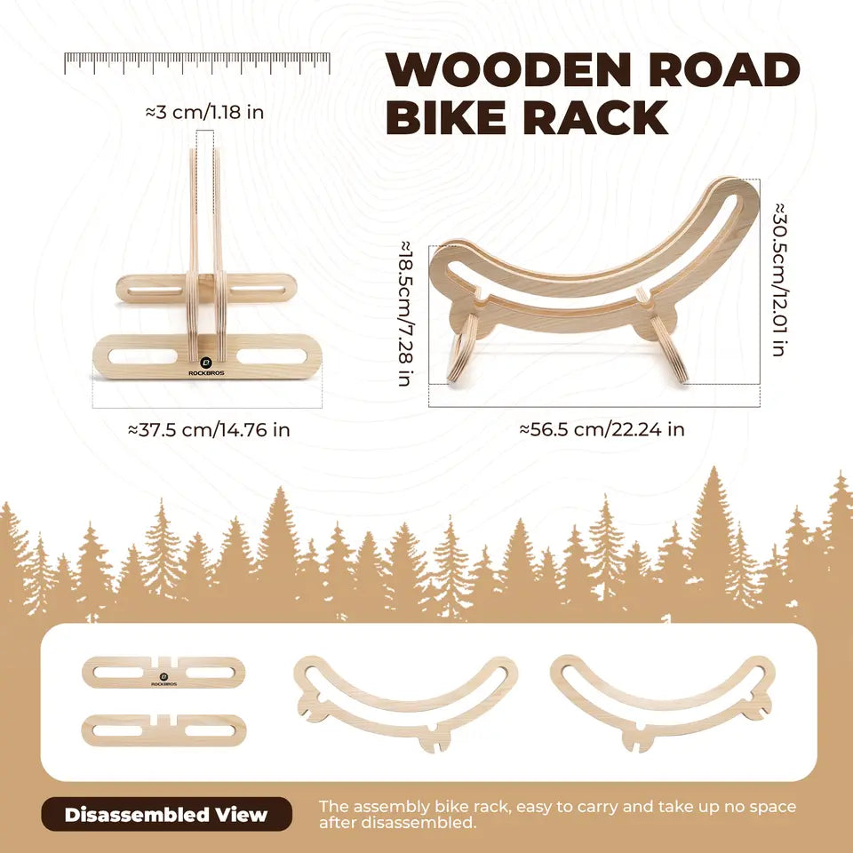 ROCKBROS Fahrradständer Holz Mittelständer 30mm für 23C-30C Räder 700C