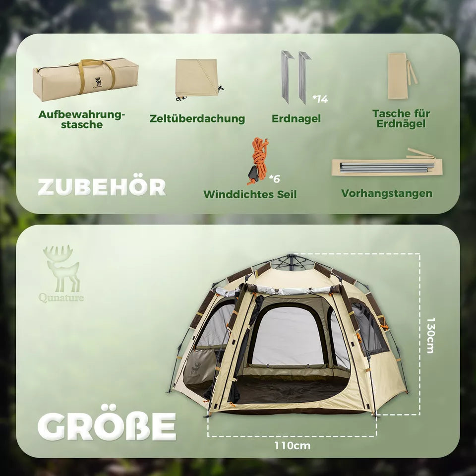 qu zelt Qunature Campingzelt 2-4 Personen Pop-Up Zelt Kuppelzelt Camping Zelt – futurebikeshop.de
