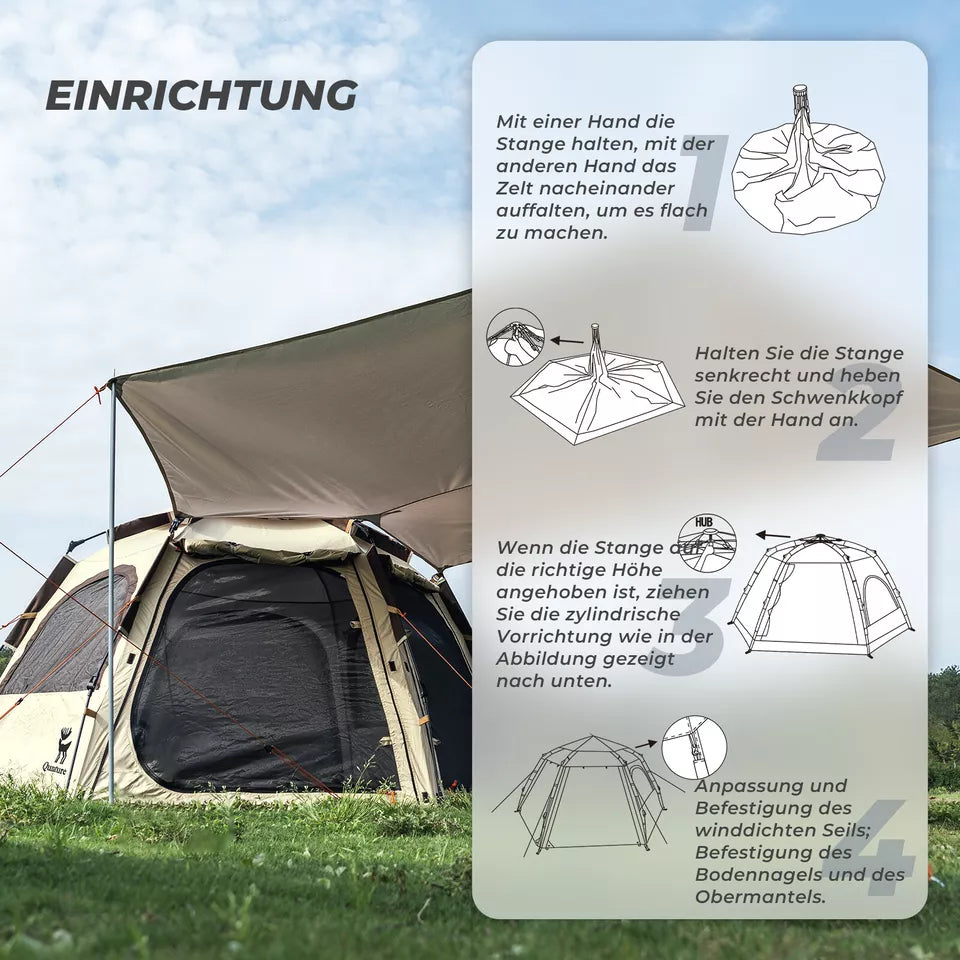 beheizbares campingzelt Qunature Campingzelt 2-4 Personen Pop-Up Zelt Kuppelzelt Camping Zelt – futurebikeshop.de