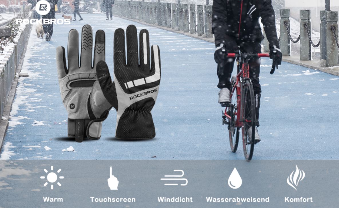 ROCKBROS Fahrradhandschuhe Touchscreen Winddicht Vollfinger