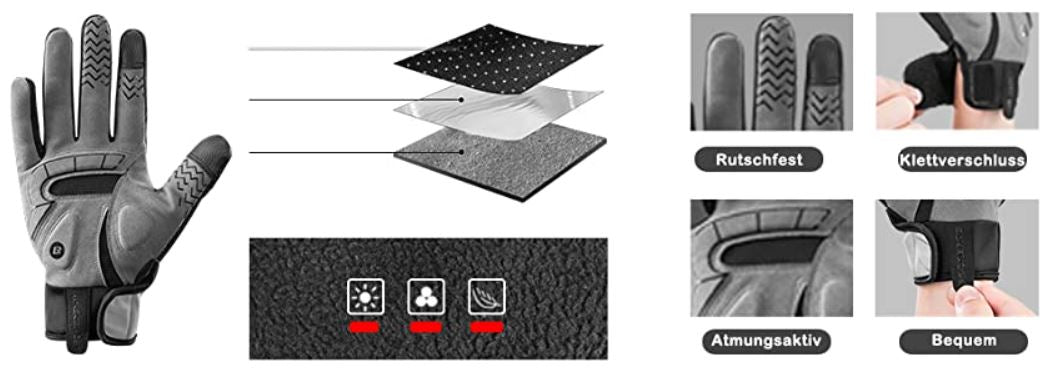 ROCKBROS Fahrradhandschuhe Touchscreen Winddicht Vollfinger