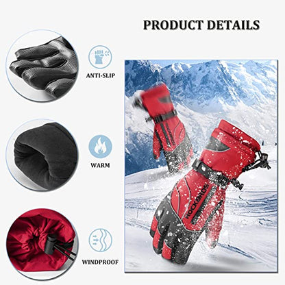 ROCKBROS Winter Handschuhe Skihandschuhe Damen Herren Warm Winddicht für Ski Snowboarden -20 Grad