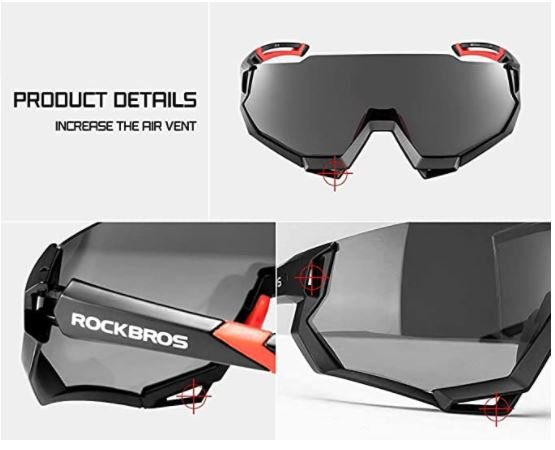 ROCKBROS 10131 Fahrradbrille Polarisiert mit 4 Austauschbare Linsen