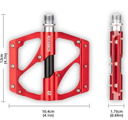 ROCKBROS 2020-12B Fahrradpedale MTB Aluminium 9/16 Zoll Schwarz/Rot