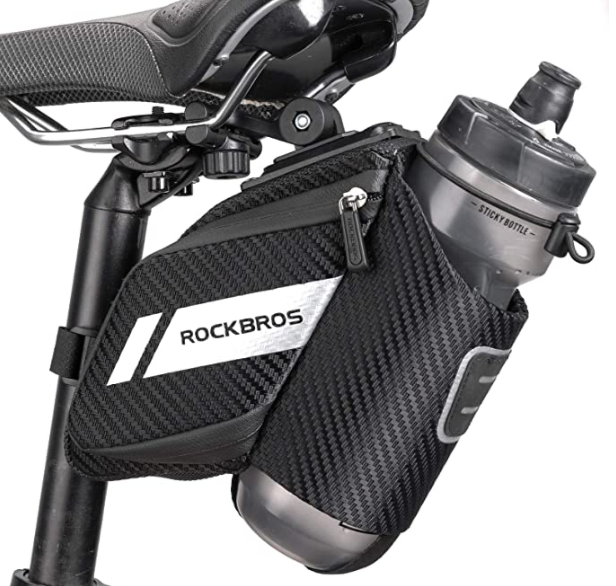 ROCKBROS C32 Fahrradsatteltasche mit Flaschenhalter Schwarz ca. 1L