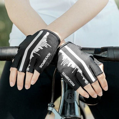ROCKBROS Halbfinger Handschuhe Outdoorsport Fahrradhandschuhe reflektierend