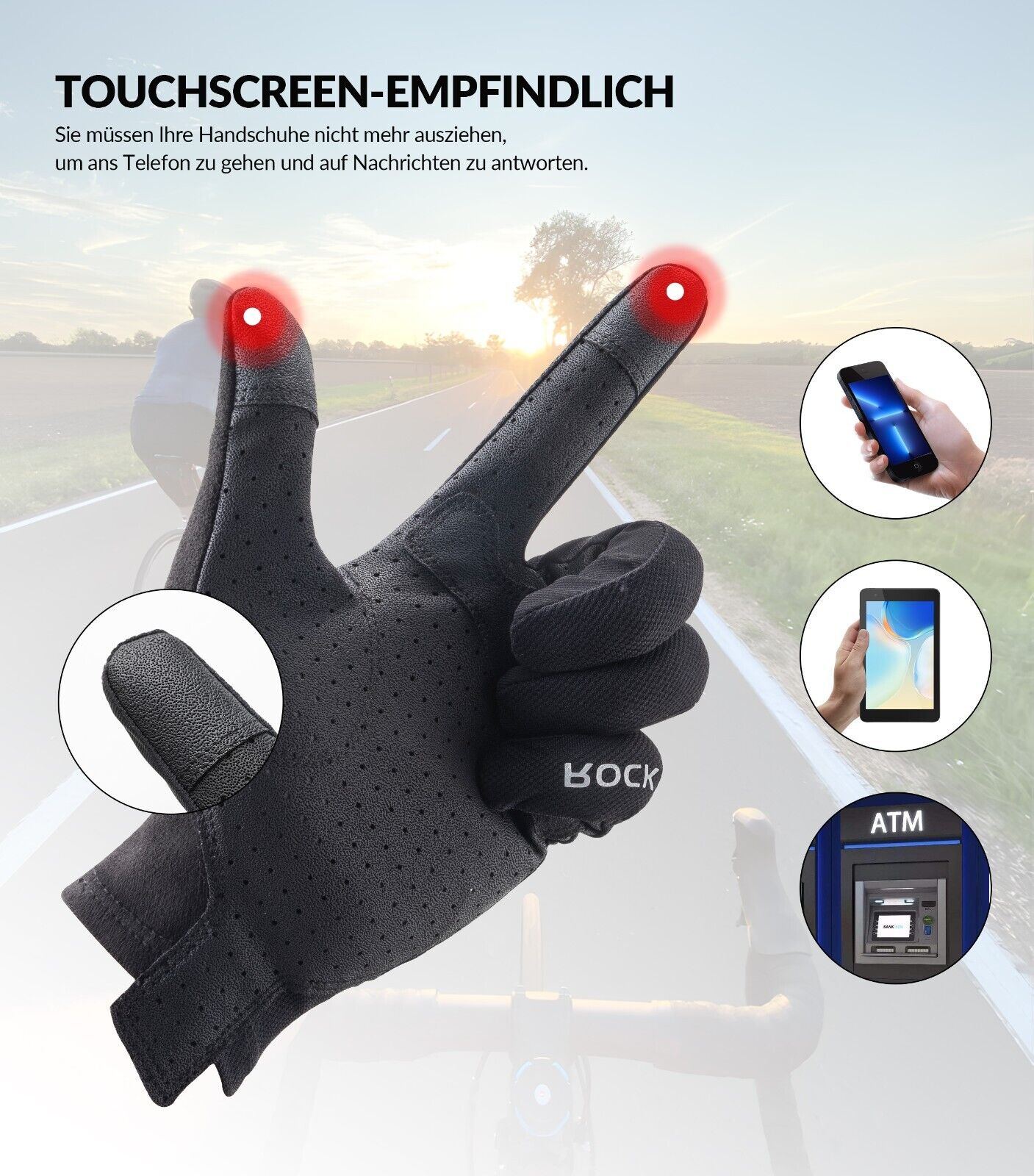 ROCKBROS S299 Fahrradhandschuhe Handschuhe Touchscreen Motorrad